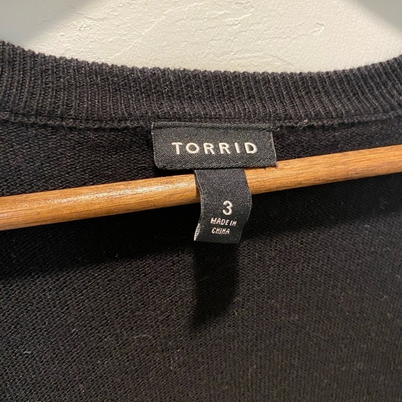 Torrid - Black Cardigan with Black Pleather accents - Picture 7 of 9
